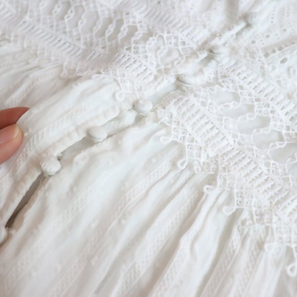 SOLD ANTHROPOLOGIE Eyelet Midi Dress White sz 6 - Picture 7 of 11
